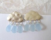 Raindrop Silver Rainy Day Silver Blue Cloud Earrings