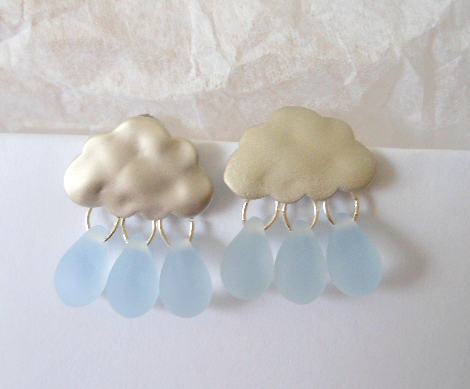 Raindrop Silver Rainy Day Silver Blue Cloud Earrings