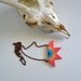 Yuchi Tribal Aztec Color Block Geometric Necklace in Coral Pink, Gold, Turquoise and Charcoal Gray