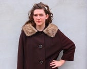 vintage MINK COLLAR swing coat. LG