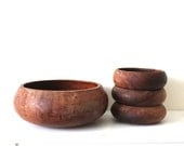 vintage TEAK wooden bowl set.