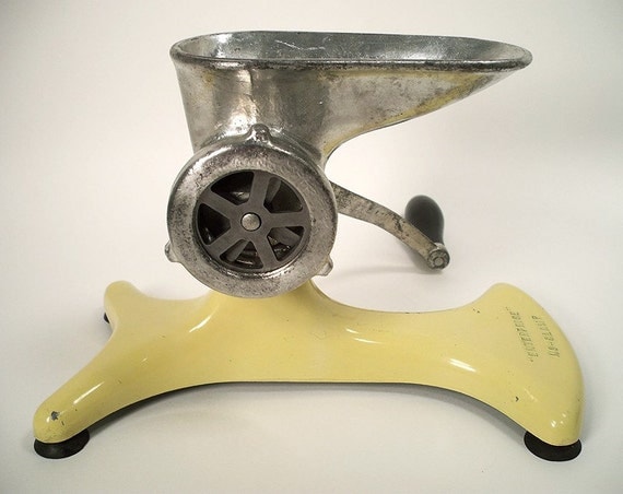 1950s Vintage Meat Grinder Classic Retro Yellow with by DecoDeli