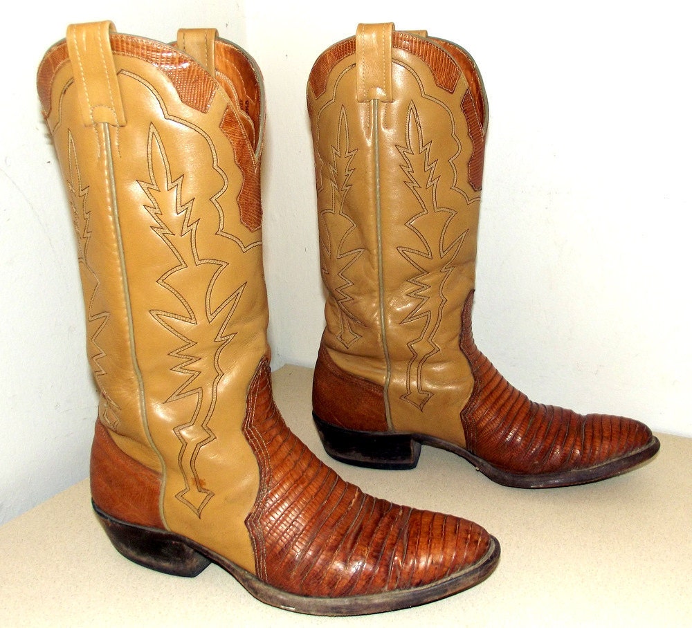 Vintage Nocona brand Cowboy Boots with Lizard foot