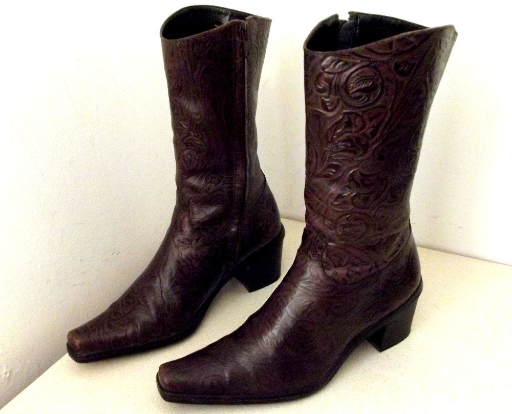 Vintage Gianni Bini Brown leather Ankle Boots size 6.5 M