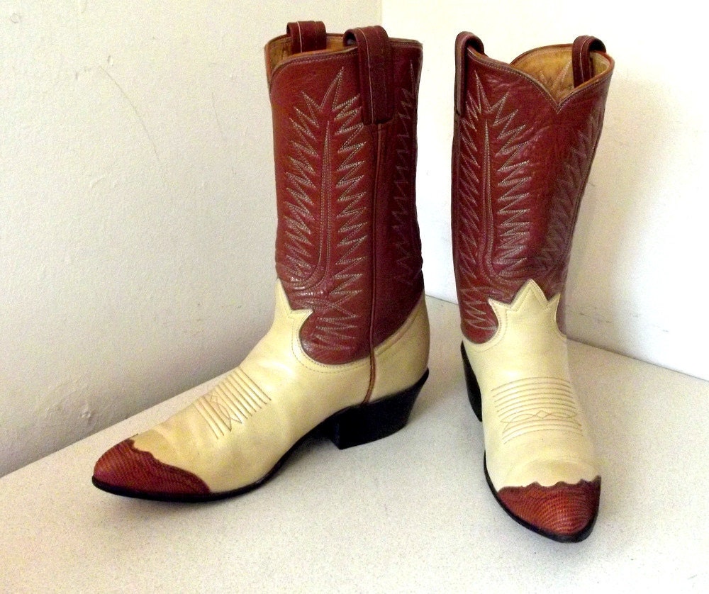 Vintage Tony Lama Cowboy Boots With Reptile By Honeyblossomstudio