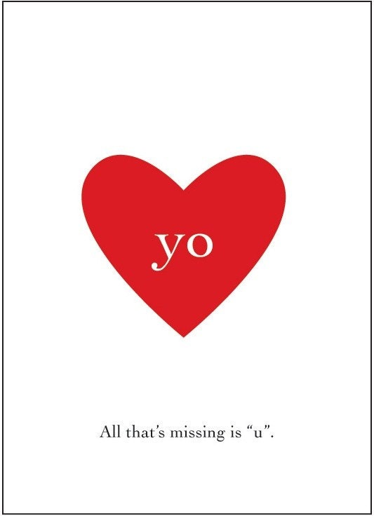 Missing "u" Love Card