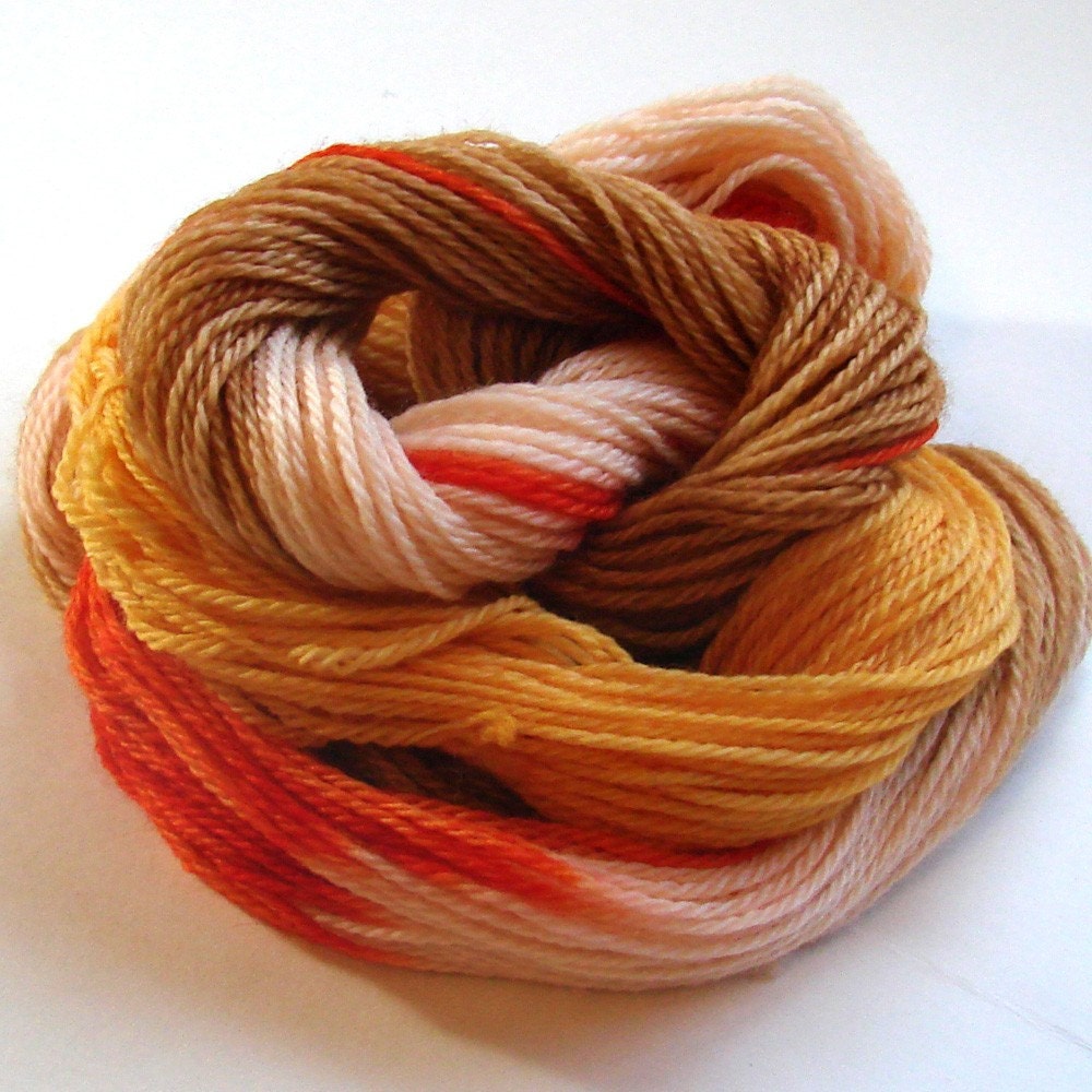 Yarn, sock-weight, wool, washable, peach, orange, brown, soft, baby