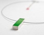 On My Way necklace in lime green resin and sterling silver - Spring summer ombré