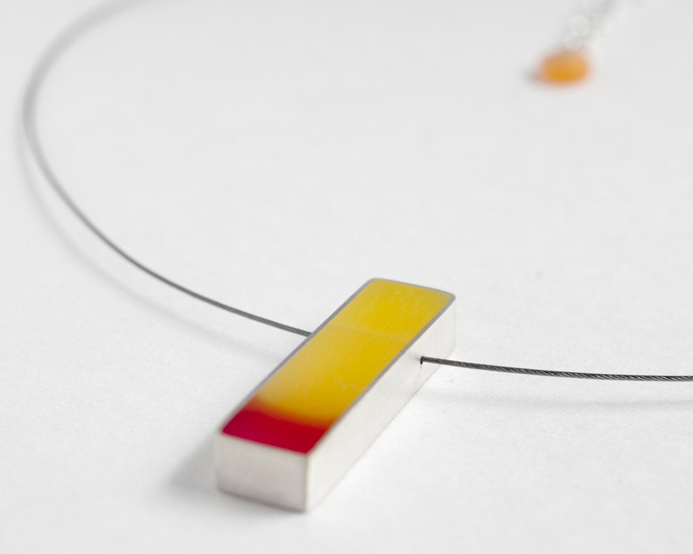 Fix You cable necklace in yellow and fuchsia resin and sterling silver - bright, fun, sunny, summertime