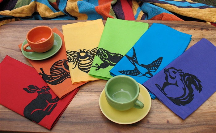 Cloth Napkins, set of 6 rainbow colors