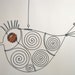 Wire Bird Sculpture With Orange Eye