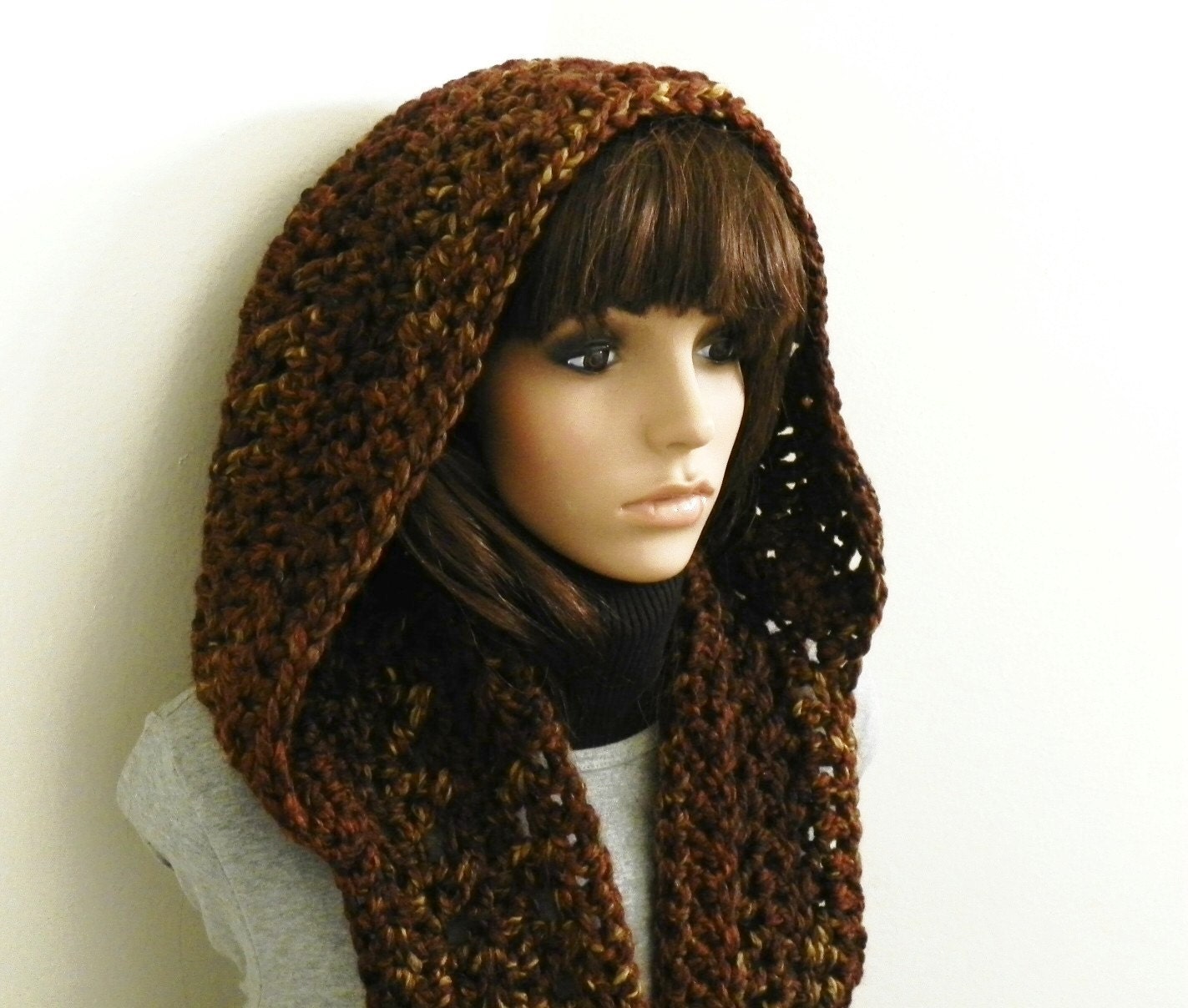 CROCHET PATTERN PDF for Windy City Extra Long, Chunky  Hooded Scarf