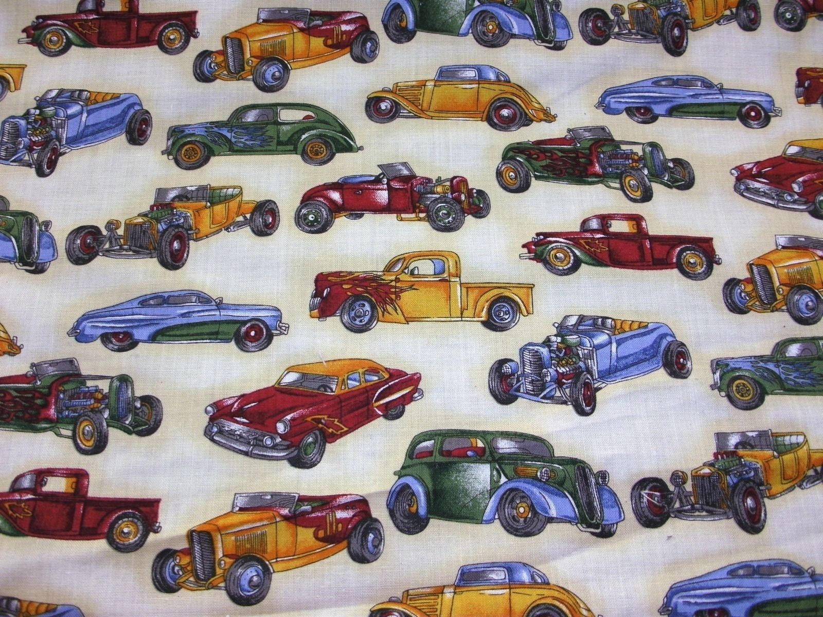 Cotton Print Fabric Vintage Car By The Yard By Bluemustang