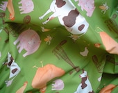 Animals Childlike Fun Charming, Fat Quarter Fabric, Cotton Original Spoonflower - Down on the Farm (green colorway)