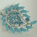 LISNER Baby Blue Rhinestone Demi-Parure Brooch Earrings