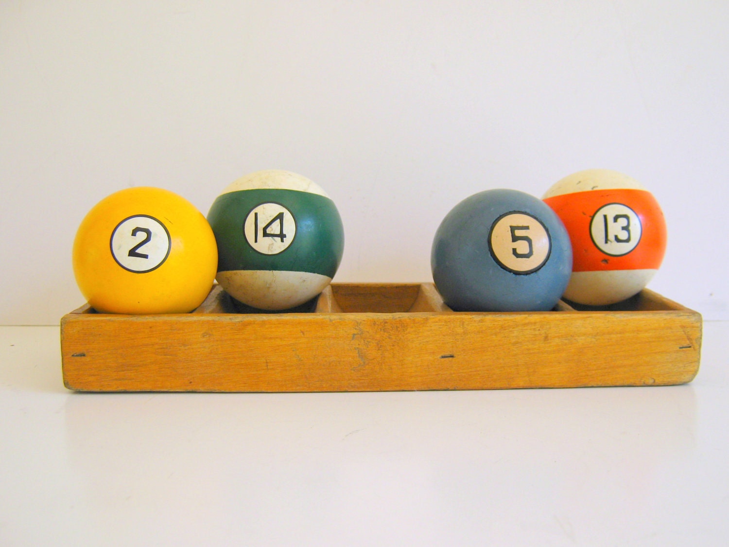 Reserved for Lili Vintage Billiard Balls or Pool Balls Bright Rainbow Colors Set of 4