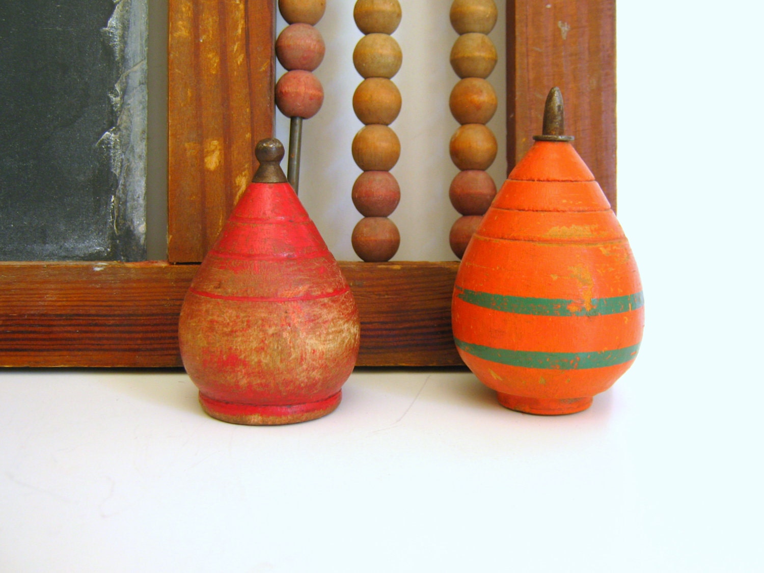 Wood Spinning Tops Vintage