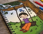 Little Mo and Twigs Notebook Sketchbook - 50 bound pages recycled paper, for school, sketch