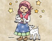 Capricorn Mo Art Print 5 x 5 inches by Helena Tay, signed edition, zodiac sign, horoscope