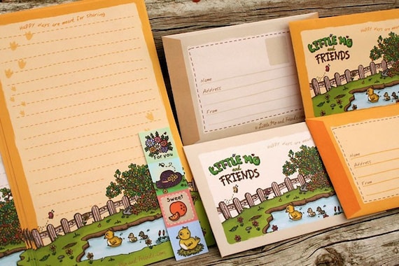Happy Days Letter Set - 8 sheets with envelopes, for writing, corespondence, recycled