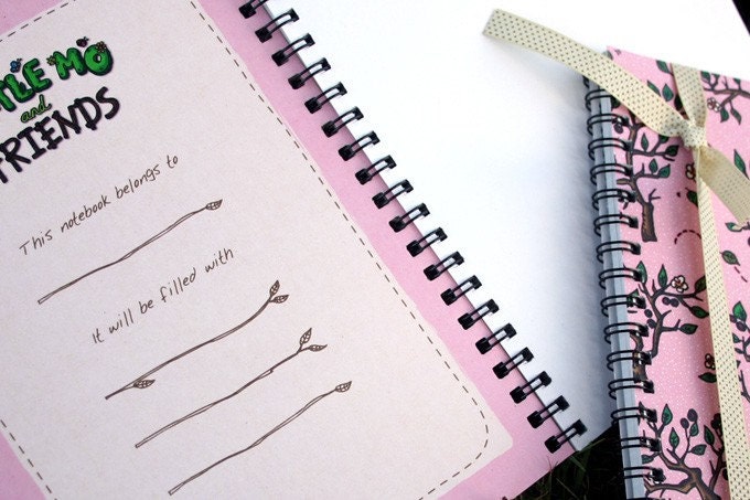 CHERRY BLOSSOM IN VALENTINE NOTEBOOK, 50 bound pages, recycled paper, for school, office