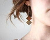 Two Square Earrings - tribal - geometric shapes - chevron - By Corrieberry Pie - corrieberrypie