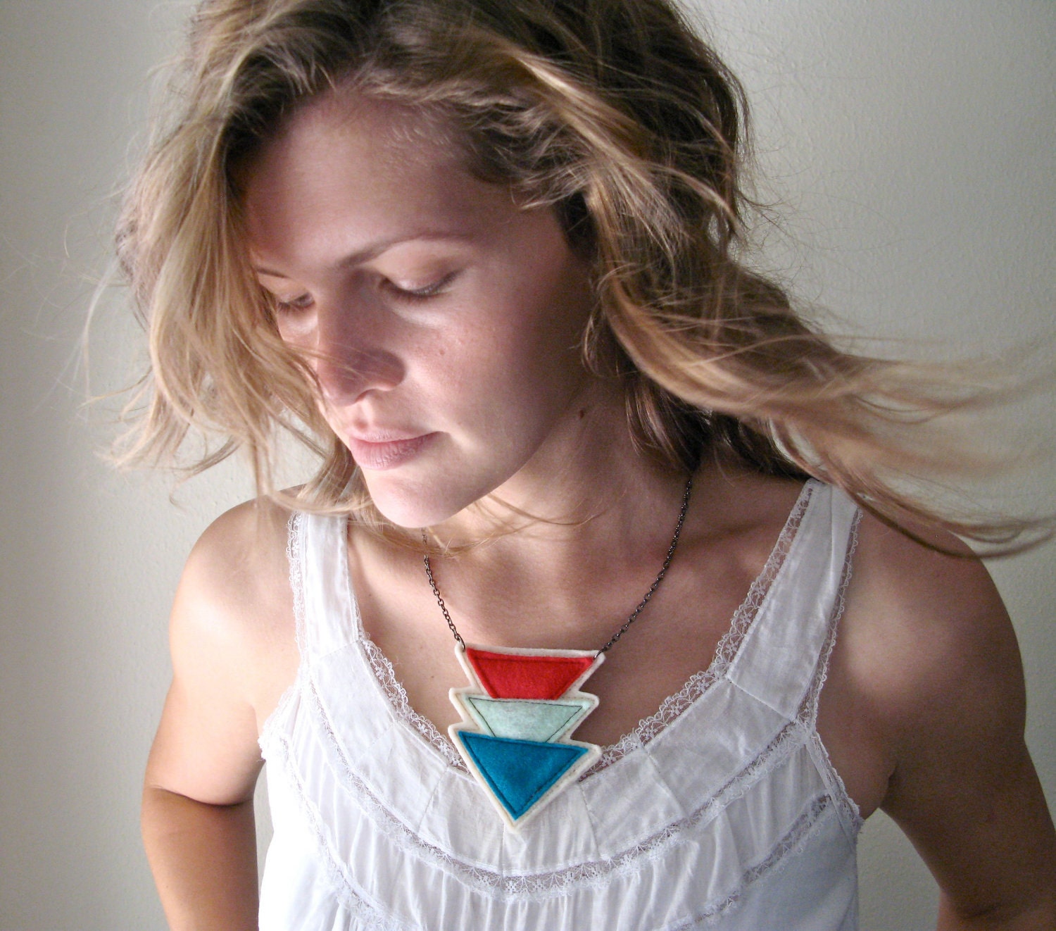 Kin Necklace - tribal - geometric shapes - fiber statement piece - chevron - By Corrieberry Pie