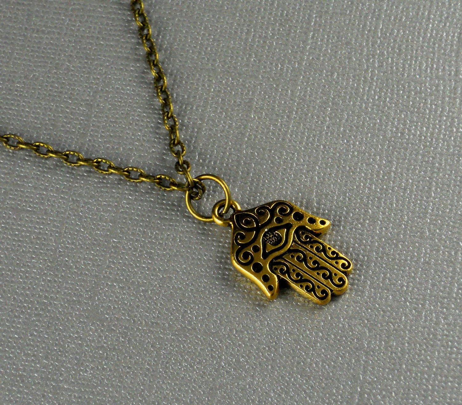 Vintage Bronze TierraCast Hamsa Hand Pewter Pendant