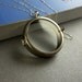 Large Clear Glass Locket, Round Bezel 3D Art Locket, Keepsake Locket, Sterling Silver Long Chain- CRYSTALLINE