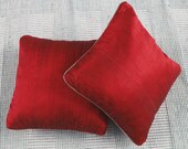 Set of 2 rich red throw pillows16X16 inch decorative cushion covers - custom made avialable in range of colours