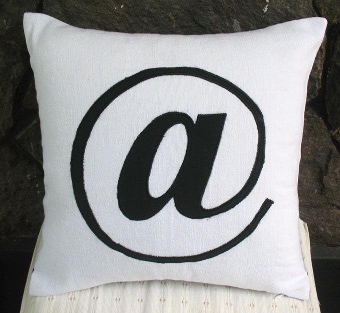 at symbol/sign throw pillow 16 inch black and white and cushion cover