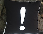 exclamation mark /  symbol throw pillow 16 inch black and white and cushion cover