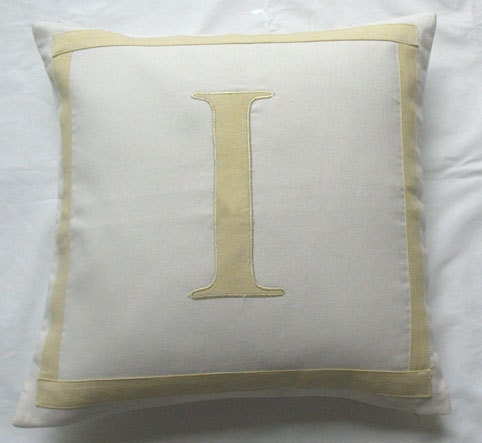 Letter I off white and cream monogram pillow cover 18 inch - IN STOCK