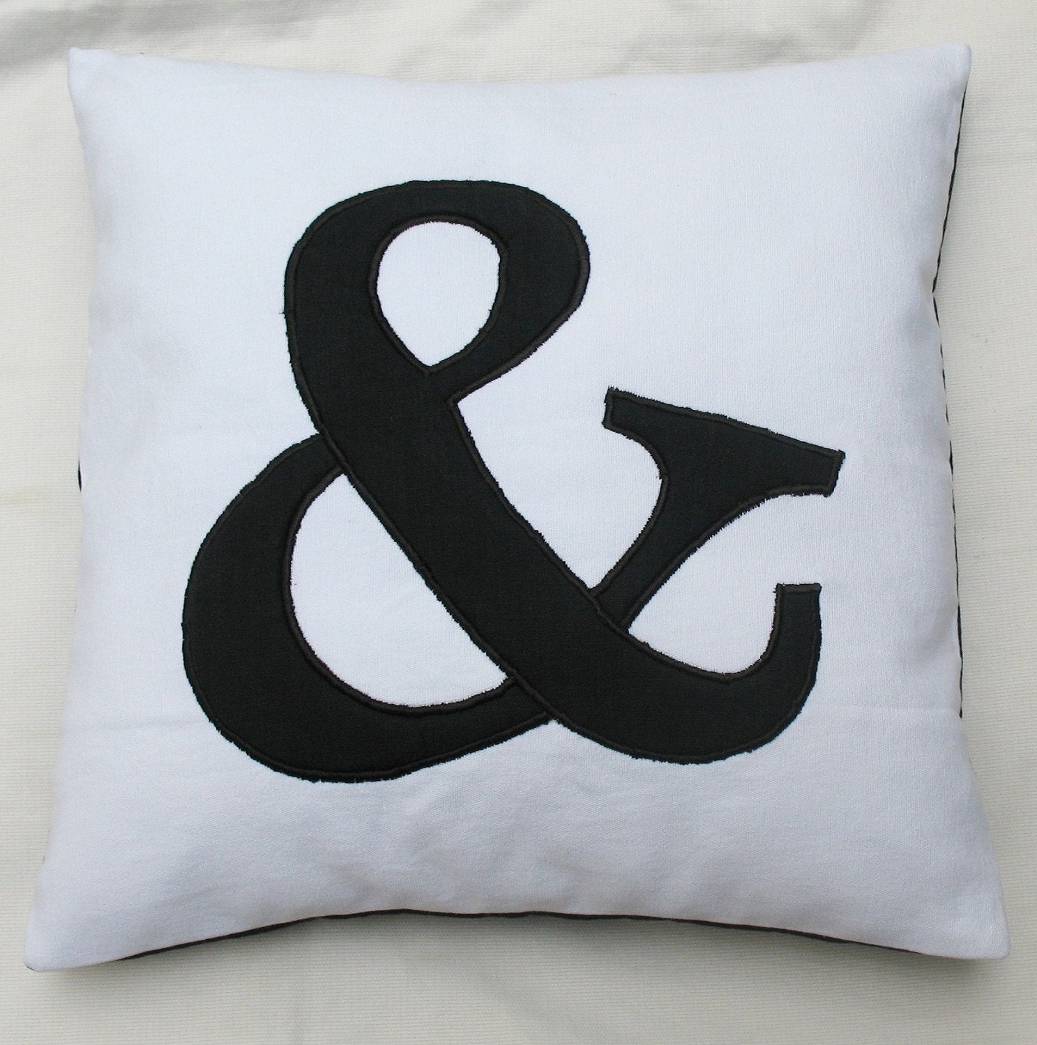 Ampersand throw pillow 16 inch black and white and cushion cover