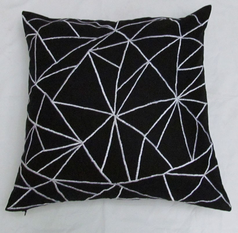 black and white linen graphic throw pillow cushion cover