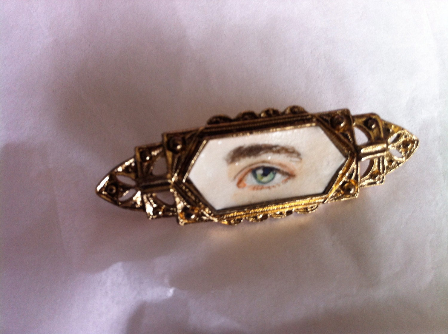 Hand-painted Eye Miniature Portrait Brooch Original Watercolor Pin