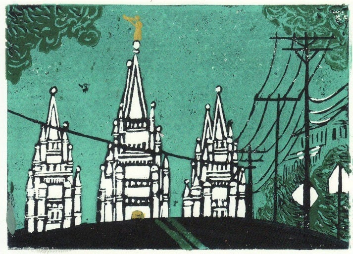 Salt Lake Temple Lino-Cut 8 x 10