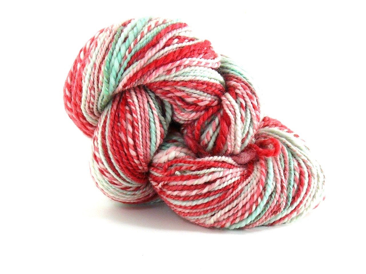Handspun 'Peppermint Twist' - Corriedale Wool Yarn
