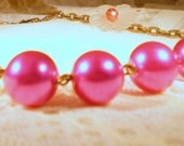 Honeysuckle Pink Vintage Style Glass Pearl Necklace