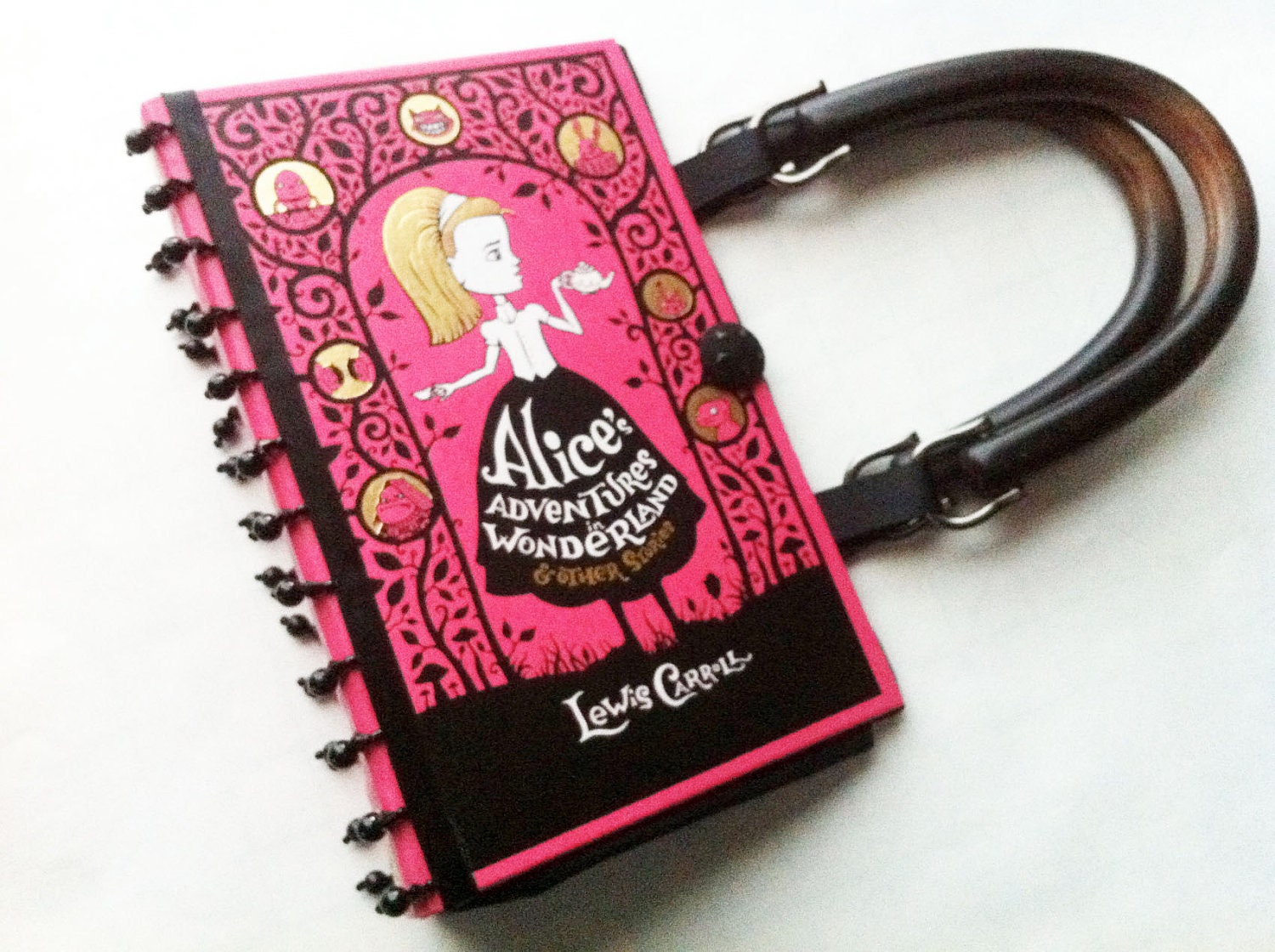 Alice In Wonderland Book Purse with Beaded Ribbon