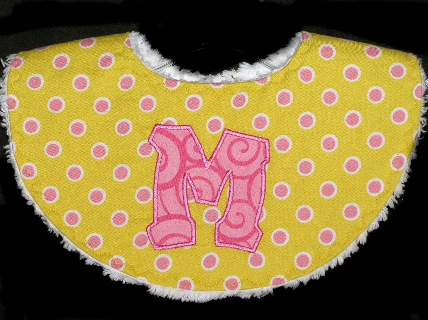 Personalized Baby Bib - Waterproof for Teething Tots - Appliqued Initial - White Chenille - Simply Sweet