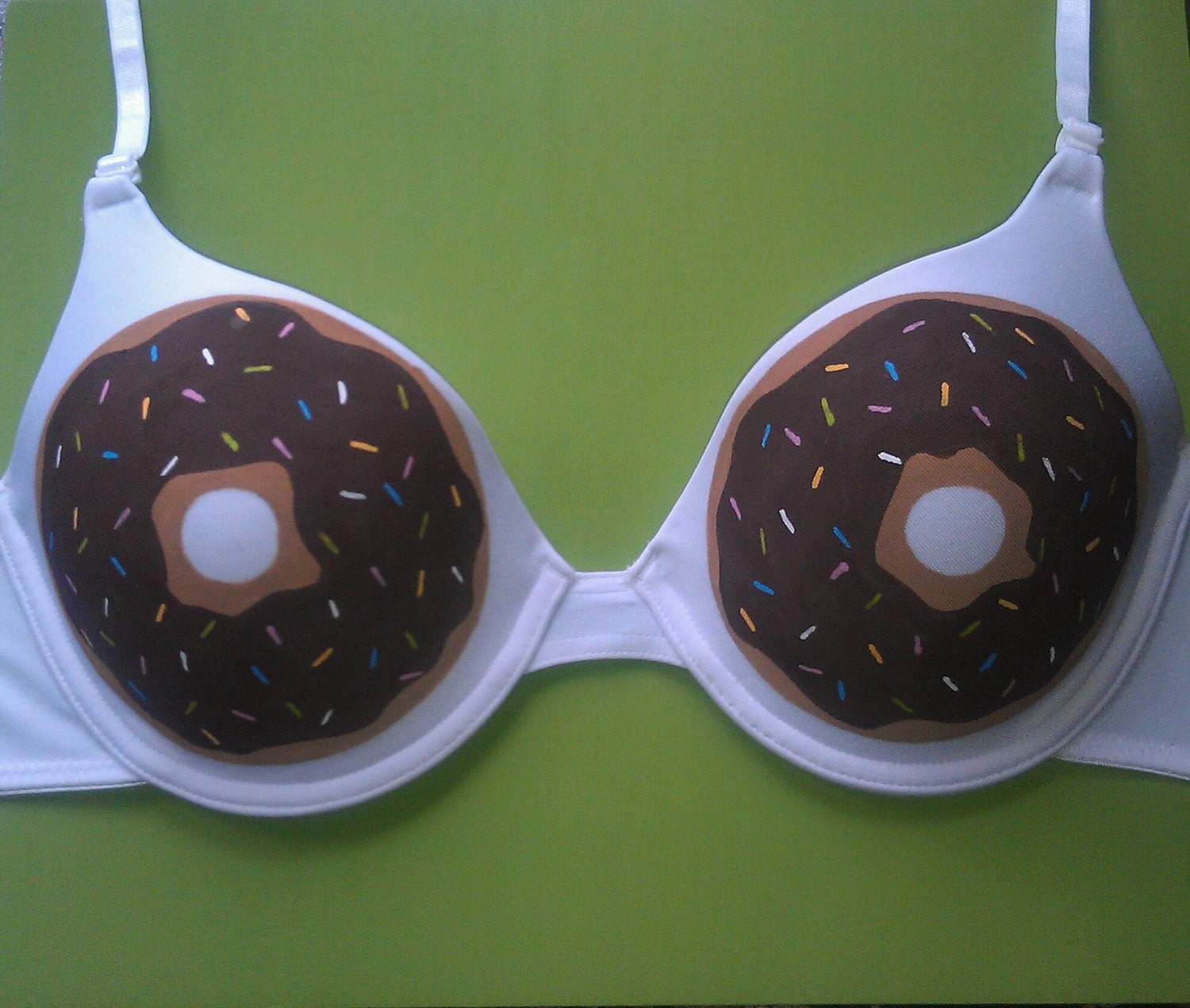 Handpainted Chocolate Sprinkle Donut Bra
