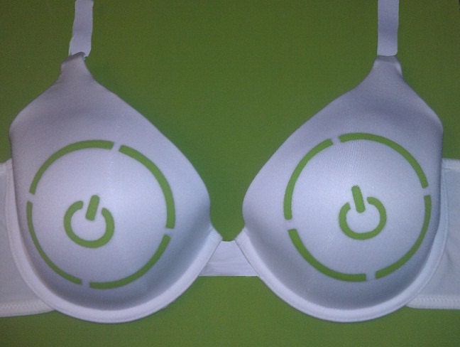 Handpainted Geeky Xbox Power Button Bra