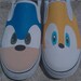 Hand Painted Sonic and Tails Vans Slip On Shoes