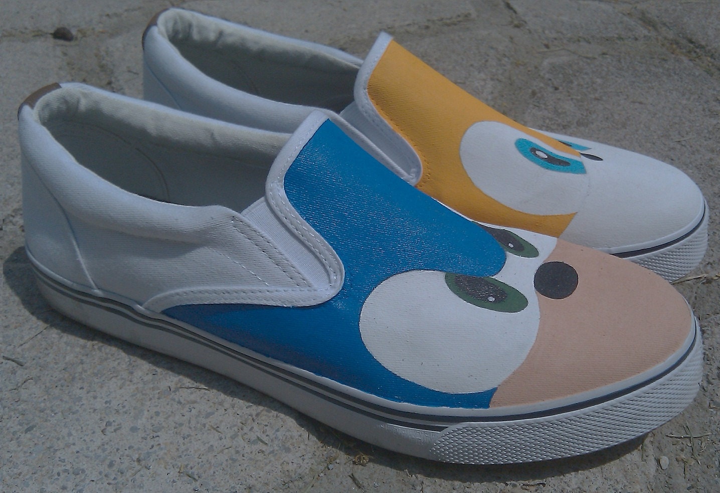 Hand Painted Sonic and Tails Vans Slip On Shoes