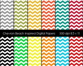 Chevron Beach Inspired Digital Paper Pack Scarpbooking
