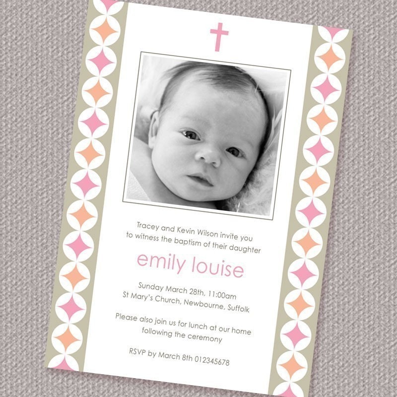 Modern Circles Girl Baptism or Christening Invitation Photo Printable Personalized (Digital File)