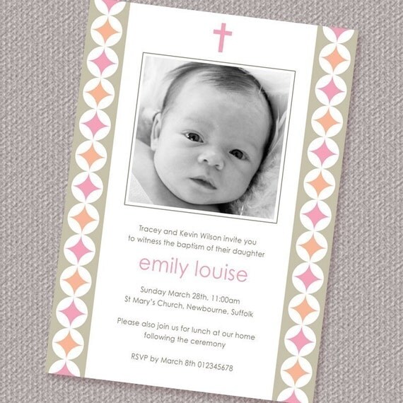 Modern Circles Girl Baptism or Christening Invitation Photo Printable Personalized (Digital File) Il_570xn