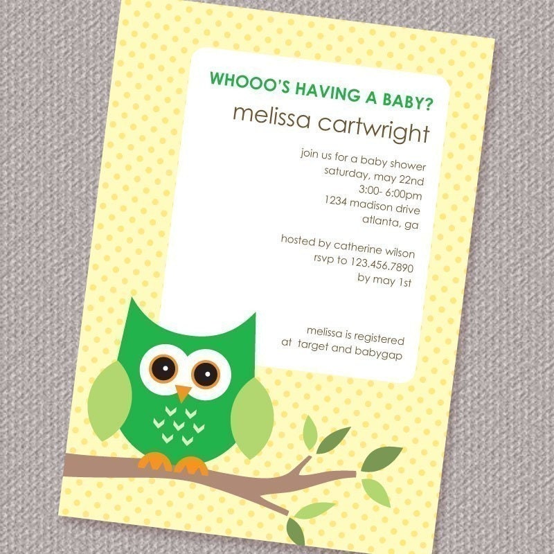 Baby Owl Neutral Baby Shower Invitation Printable Personalized Custom (Digital File) Il_570xn