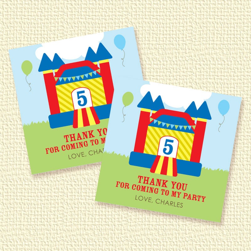 Red Bounce House Party Favor Tags or Stickers Personalized Printable (Digital File) Il_570xn